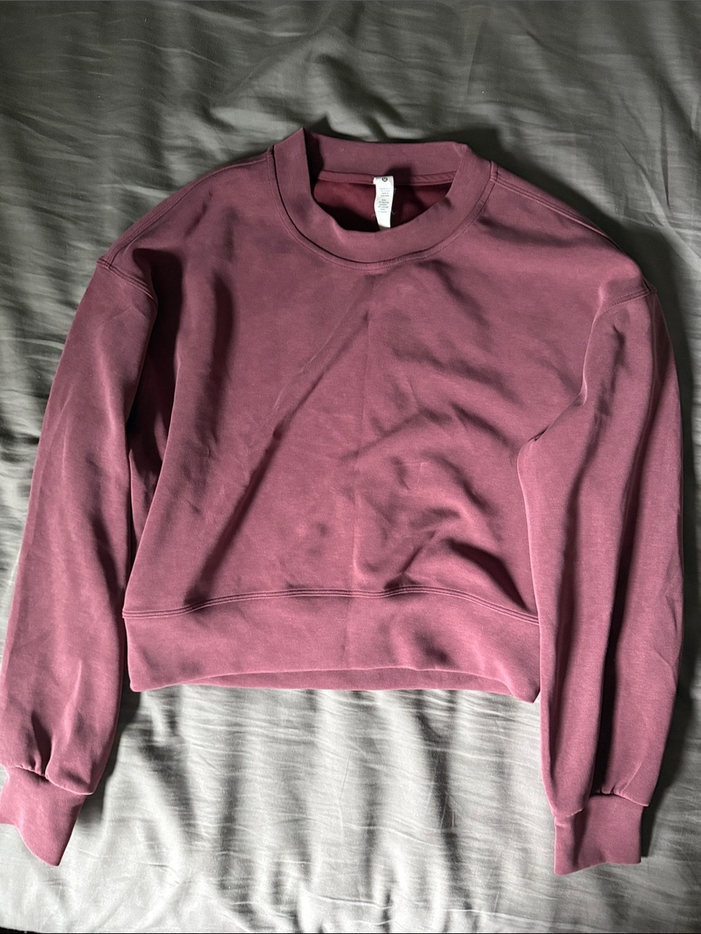 lululemon athletica Burgundy Softstreme Cropped Crewneck Sweatshirt